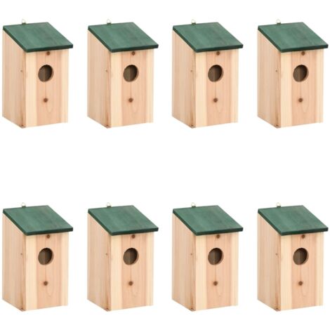 vidaXL Bird Houses 8 pcs Wood 12x12x22 cm