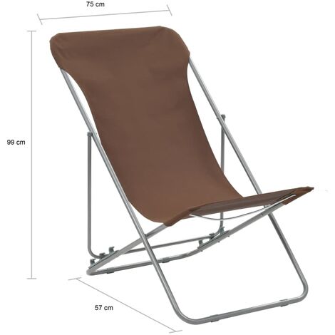 Folding Beach Chairs 2 pcs Steel and Oxford Fabric Brown vidaXL