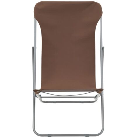 Folding Beach Chairs 2 pcs Steel and Oxford Fabric Brown vidaXL
