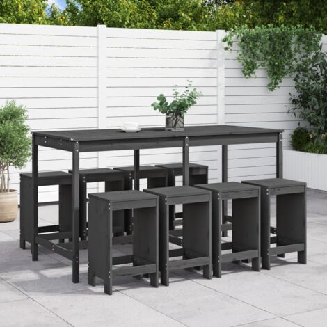 Garden Bar Set Grey Solid pine wood Large Minimalistic vidaXL (1/5)