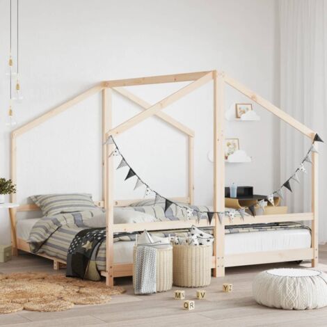 Kids Bed Frame 2x(90x190) cm Solid Wood Pine vidaXL