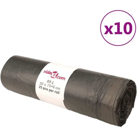 Bin Bags with Drawstrings 250 pcs Black 60 L vidaXL