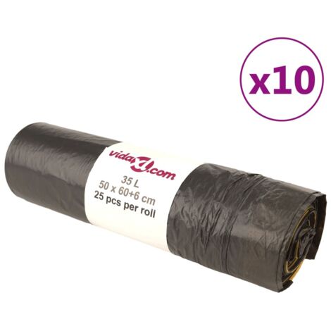 Bin Bags with Drawstrings 250 pcs Black 35 L vidaXL