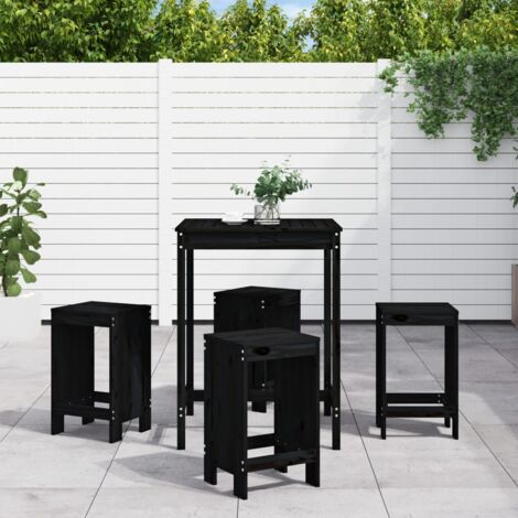 5 Piece Garden Bar Set Black Solid Wood Pine vidaXL (1/5)