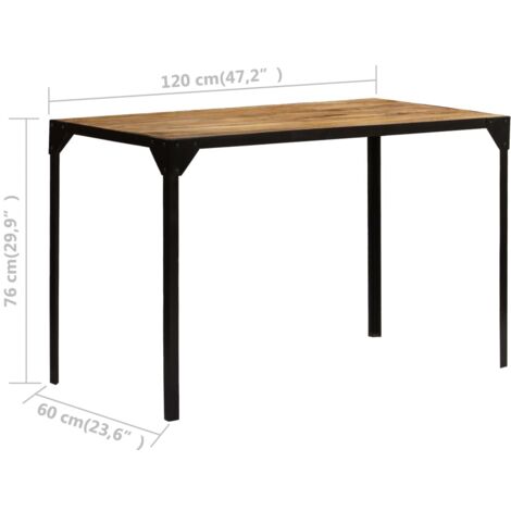 Dining Table Solid Rough Mange Wood and Steel 120 cm vidaXL