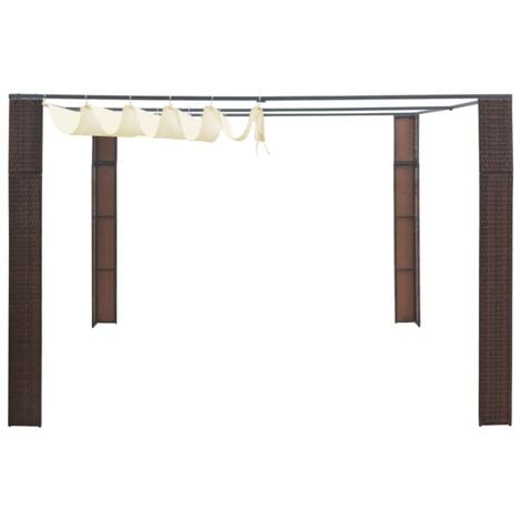 Gazebo with Roof Poly Rattan 300x300x220 cm Brown and Cream vidaXL