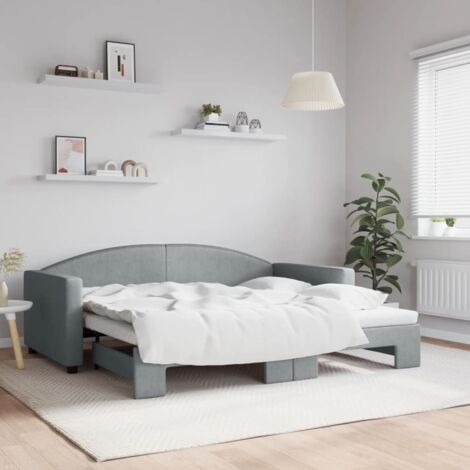 Daybed with Trundle without Mattress Light Grey 90x190 cm Single vidaXL