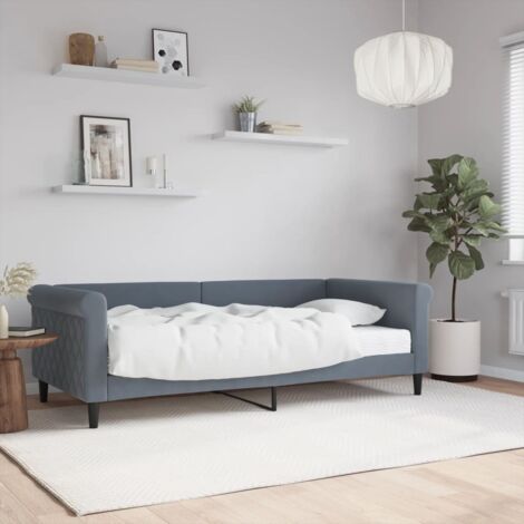 Daybed with Mattress Blue Dark Grey 90x190 cm Velvet vidaXL