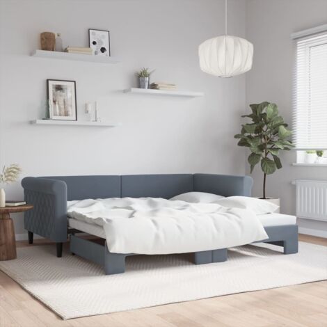 Daybed with Trundle without Mattress Dark Grey 90x190 cm Single vidaXL