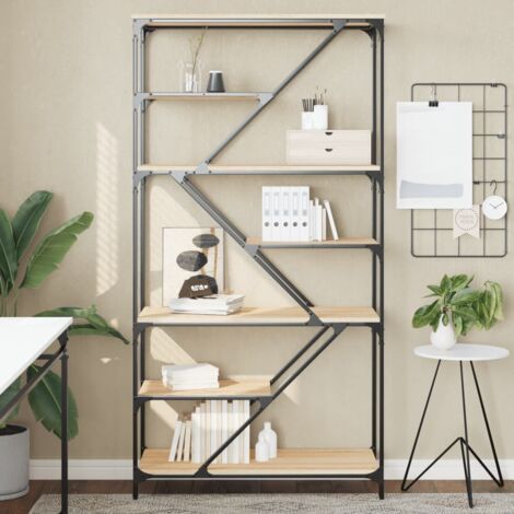 Bookshelf Sonoma Oak 91x36x176 cm Engineered Wood and Steel vidaXL (1/5)