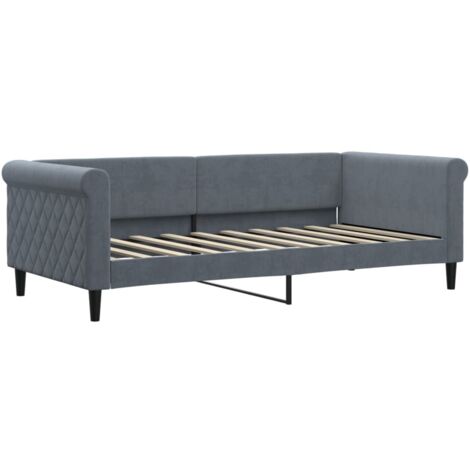 Day Bed without Mattress Dark Grey 90x190 cm Single Velvet vidaXL