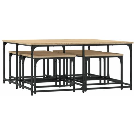 Nesting Coffee Tables 5 pcs Sonoma Oak Engineered Wood vidaXL