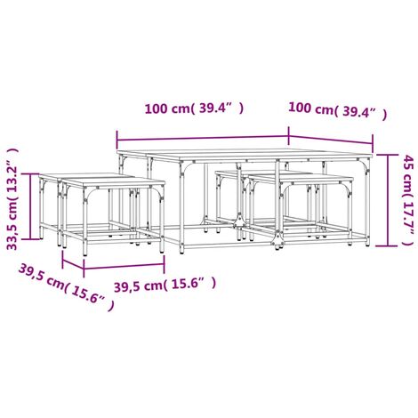 Nesting Coffee Tables 5 pcs Sonoma Oak Engineered Wood vidaXL