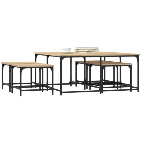 Nesting Coffee Tables 5 pcs Sonoma Oak Engineered Wood vidaXL