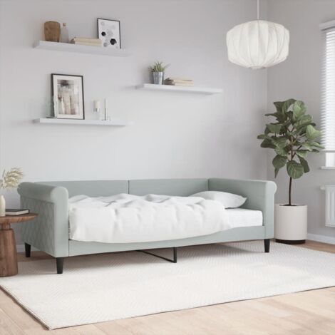 Daybed with Mattress Blue Light Grey 90x190 cm Velvet vidaXL