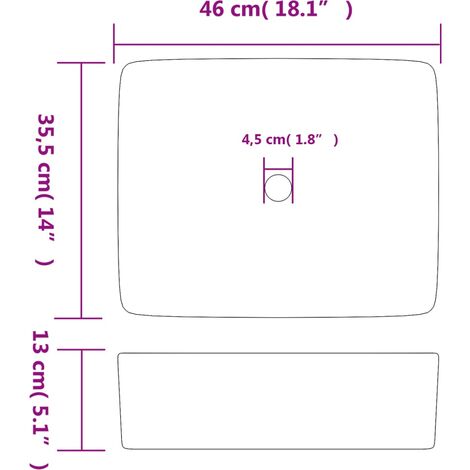 Countertop Basin Black and Brown Rectangular 46x35.5x13 cm Ceramic vidaXL