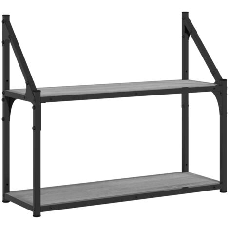 2-Tier Wall Shelf Grey Sonoma 60x21x51 cm Engineered Wood vidaXL (1/5)