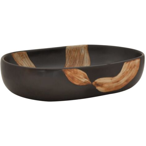 Countertop Basin Black Oval 59x40x14 cm Ceramic vidaXL