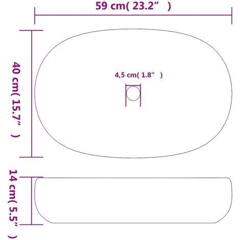 Countertop Basin Black Oval 59x40x14 cm Ceramic vidaXL