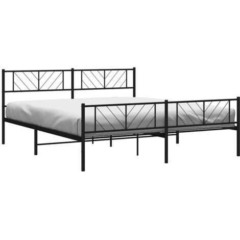 Metal Bed Frame without Mattress with Footboard Black 183x213cm vidaXL (1/5)
