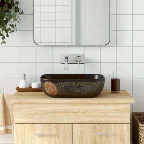 Countertop Basin Black Rectangular 48x37.5x13.5 cm Ceramic vidaXL