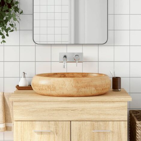 Countertop Basin Brown Oval 59x40x15 cm Ceramic vidaXL (1/5)