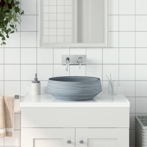 Countertop Basin Grey Round Φ41x14 cm Ceramic vidaXL