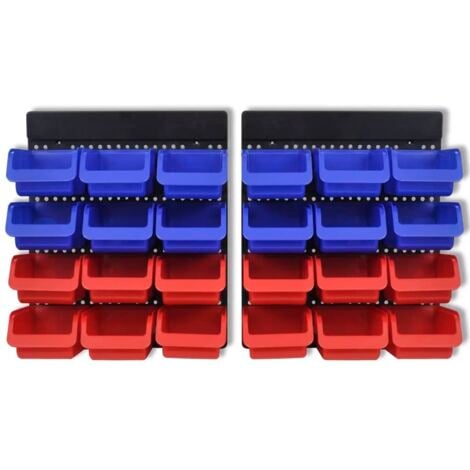 2 pcs Blue & Red Wall Mounted Garage Tool Organiser vidaXL