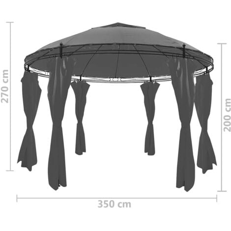 Gazebo with Curtains Round 3.5x2.7 m Anthracite vidaXL