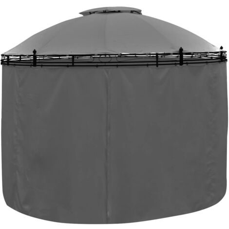 Gazebo with Curtains Round 3.5x2.7 m Anthracite vidaXL