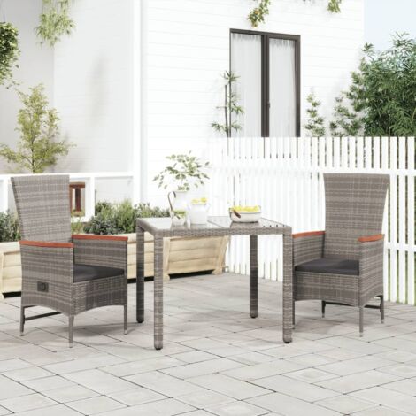 Reclining Garden Chairs with Cushions 2 pcs Grey Poly Rattan vidaXL (1/5)