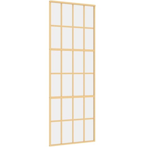 Sliding Door Gold 76x205 cm Clear ESG Glass and Aluminium vidaXL