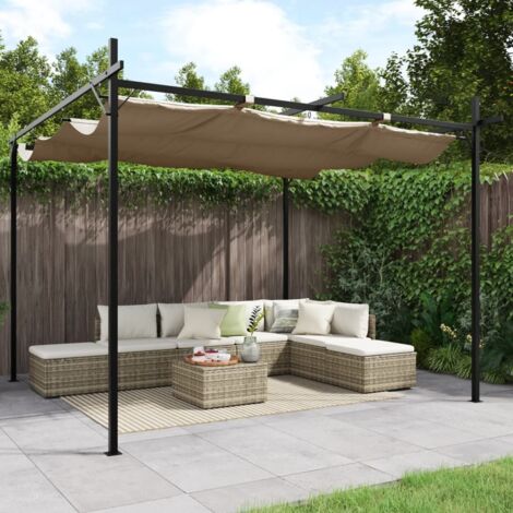 Pergola with Retractable Roof Taupe 295x292x230 cm vidaXL