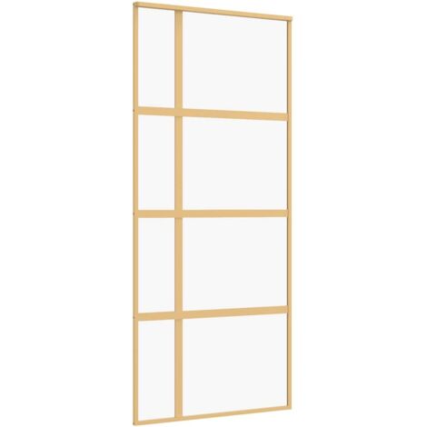 Sliding Door Gold 90x205 cm Clear ESG Glass and Aluminium vidaXL