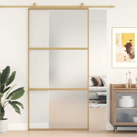 Sliding Door Gold 102.5x205 cm Frosted ESG Glass and Aluminium vidaXL