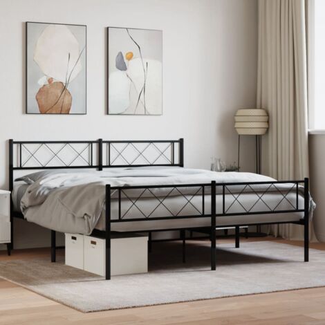 Metal Bed Frame without Mattress with Footboard Black 120x190cm vidaXL (1/5)