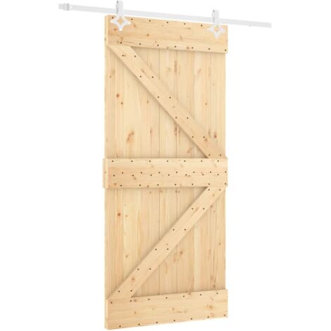 Sliding Door with Hardware Set 100x210 cm Solid Wood Pine vidaXL