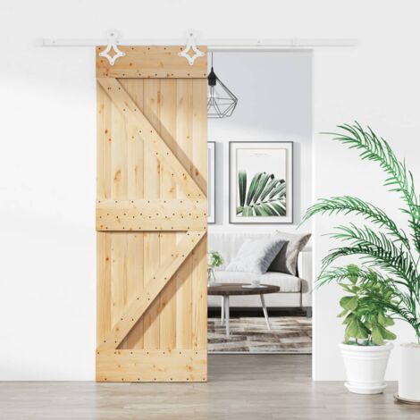 Sliding Door with Hardware Set 70x210 cm Solid Wood Pine vidaXL