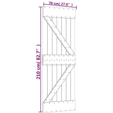 Sliding Door with Hardware Set 70x210 cm Solid Wood Pine vidaXL