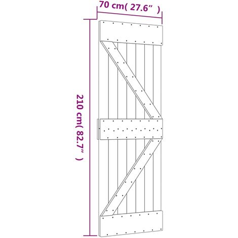 Sliding Door with Hardware Set 70x210 cm Solid Wood Pine vidaXL