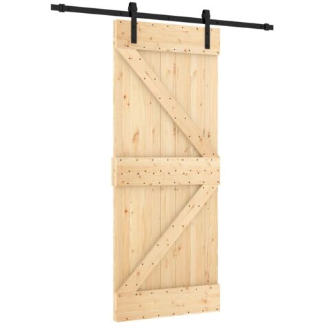 Sliding Door with Hardware Set 85x210 cm Solid Wood Pine vidaXL