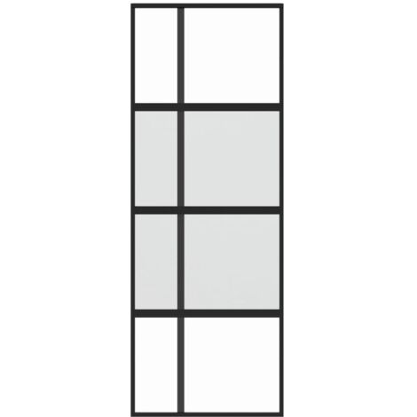Sliding Door Black 76x205 cm Tempered Glass and Aluminium vidaXL