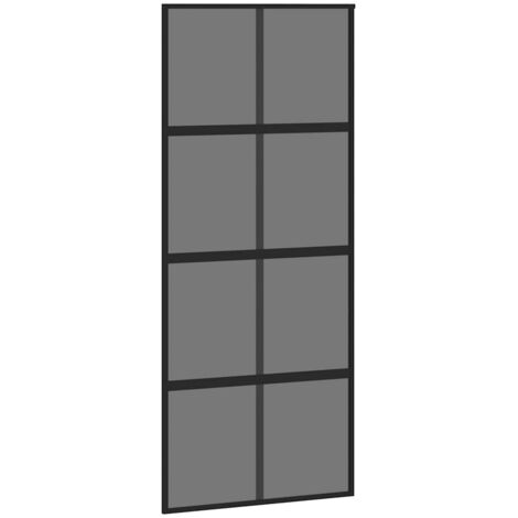 Sliding Door Black 90x205 cm Tempered Glass and Aluminium vidaXL