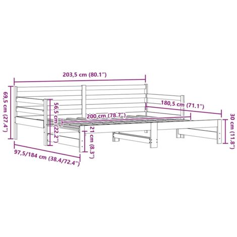 Daybed with Trundle without Mattress 90x200 cm Solid Wood vidaXL