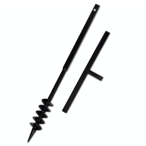 Ground Drill with Handle Auger Bit 80 mm Double Spirals Steel Black vidaXL