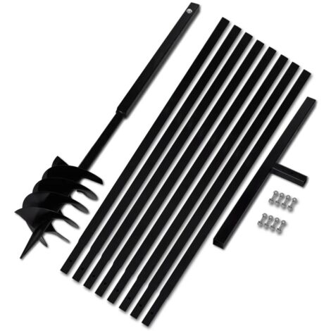 Ground Drill with Handle 180 mm with Extension Tube 9 m Steel vidaXL