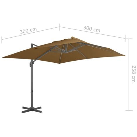 Cantilever Garden Parasol with Aluminium Pole 300x300 cm Taupe vidaXL