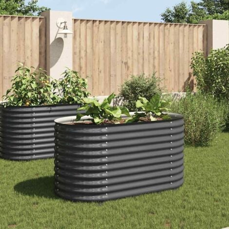 Garden Raised Bed 160x80x81 cm Galvanised Steel Grey vidaXL