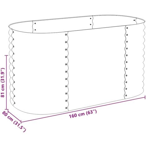 Garden Raised Bed 160x80x81 cm Galvanised Steel Grey vidaXL