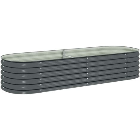 Garden Raised Bed 240x80x44 cm Galvanised Steel Grey vidaXL